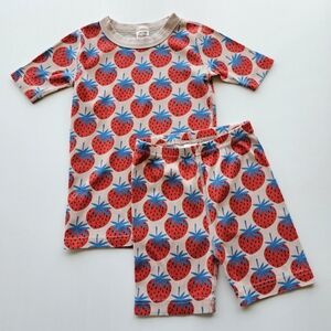 Hanna Andersson Red Strawberry Print Summer July4th Pajama Set Size 8